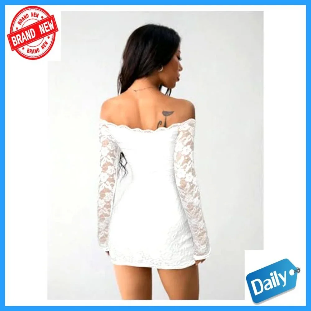 Lace Long Sleeve Mini Dress Bodycon Off Shoulder Night Out Party